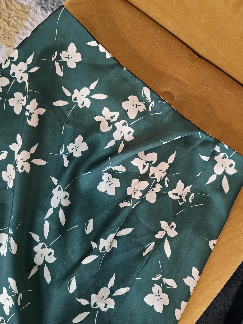 Urban Outfitters Emerald Green Floral A-Line Skirt